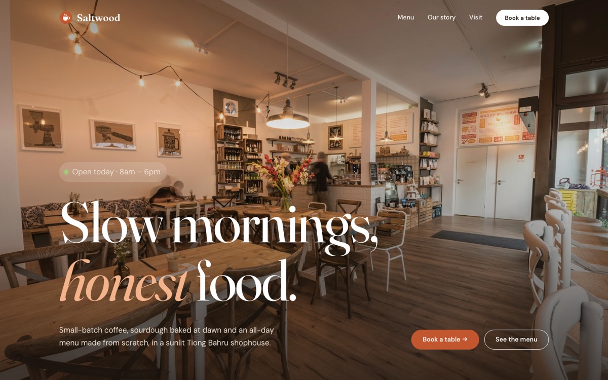 Preview of the Saltwood Café & Kitchen sample website