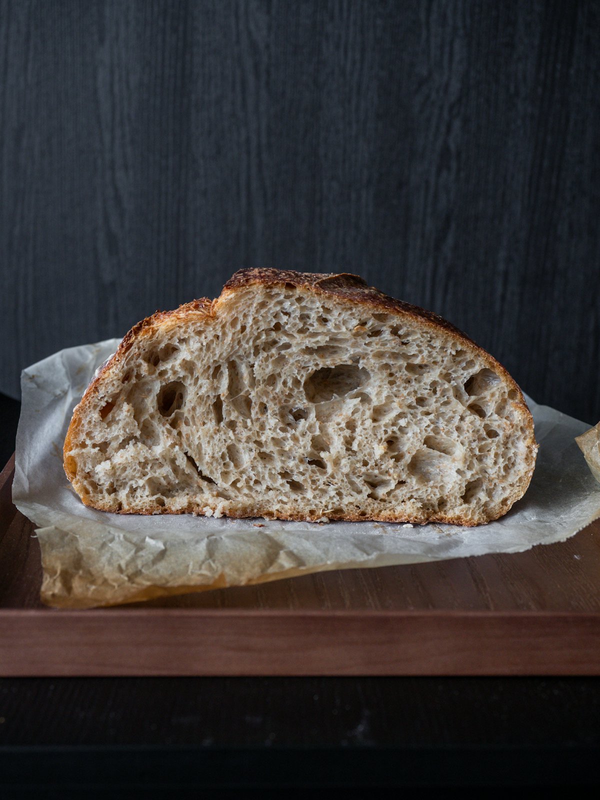 A sliced sourdough loaf